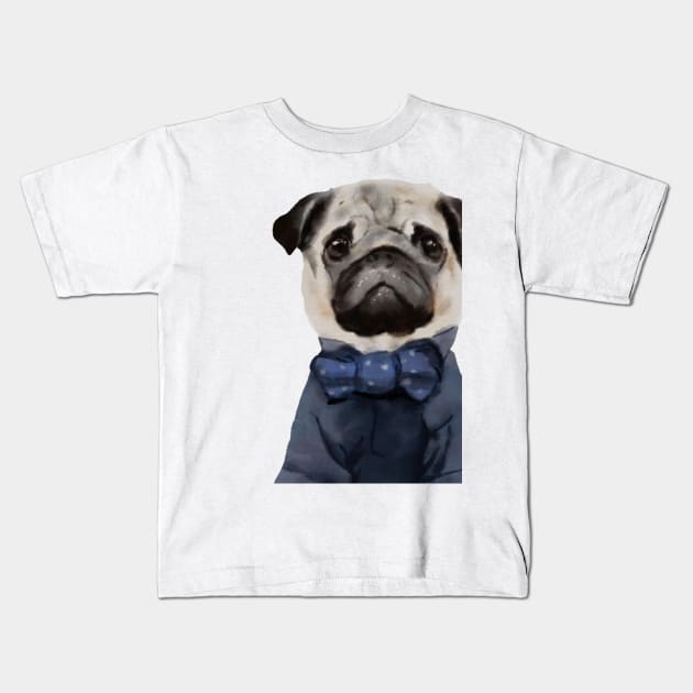 Pug in a suite Kids T-Shirt by ArtInPi